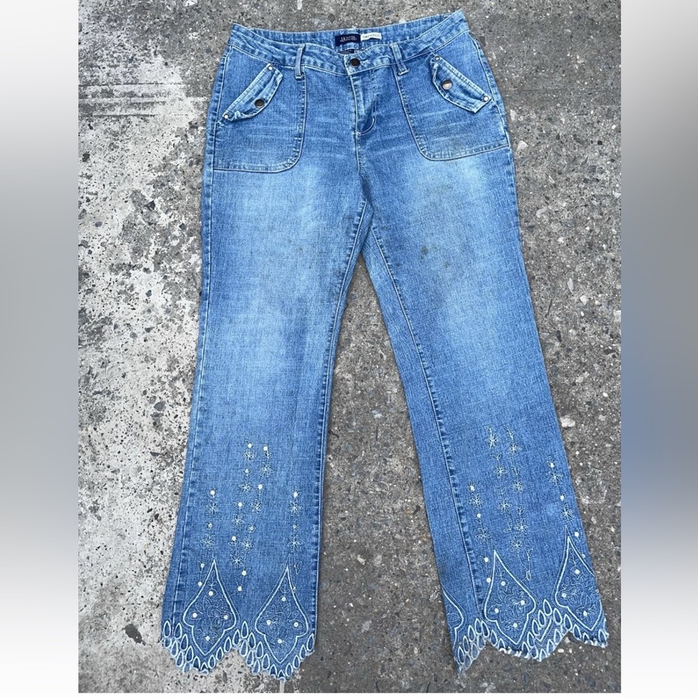 Jazzie Stretch Womens Jeans 13/14 Embroidered Accents, Bling, Retro Y2K